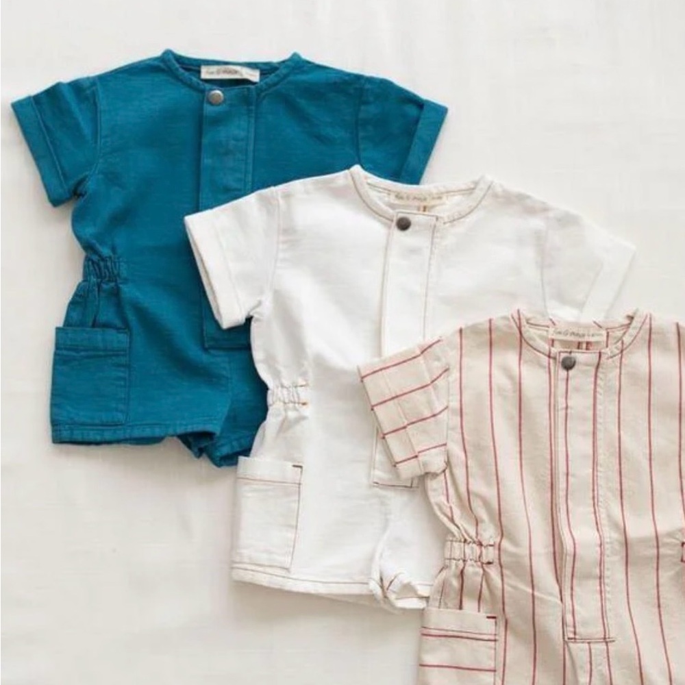 Fin & Vince Organic Cotton | Short Painter Jumpsuit - Ocean